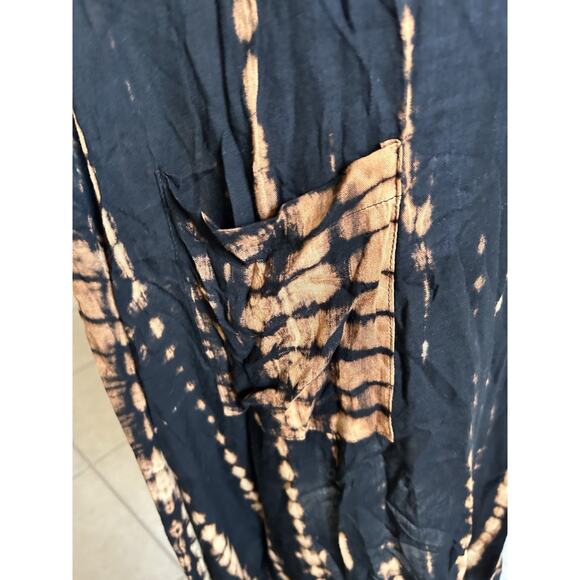 Tie Dye Tank Dress Hippie Festival Swim Coverup Island Planet Pocket Earth Tones - Picture 6 of 8